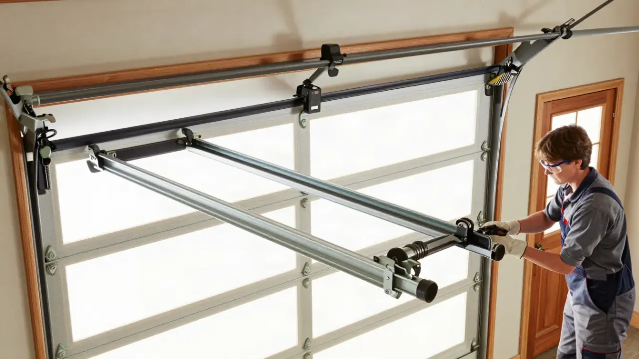 Garage Door Repair in Kennewick: close-up view of a perfectly aligned garage door roller gliding smoothly within its track